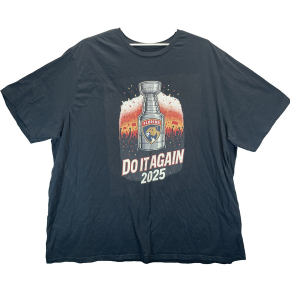 Florida Panthers 2025 Stanley Cup Men’s 6XL Black Graphic T-shirt "Do it Again" - Picture 1 of 4